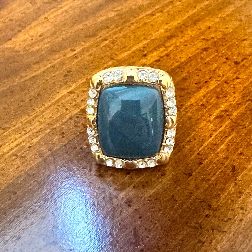 Teal Gold Cocktail Ring Size 7